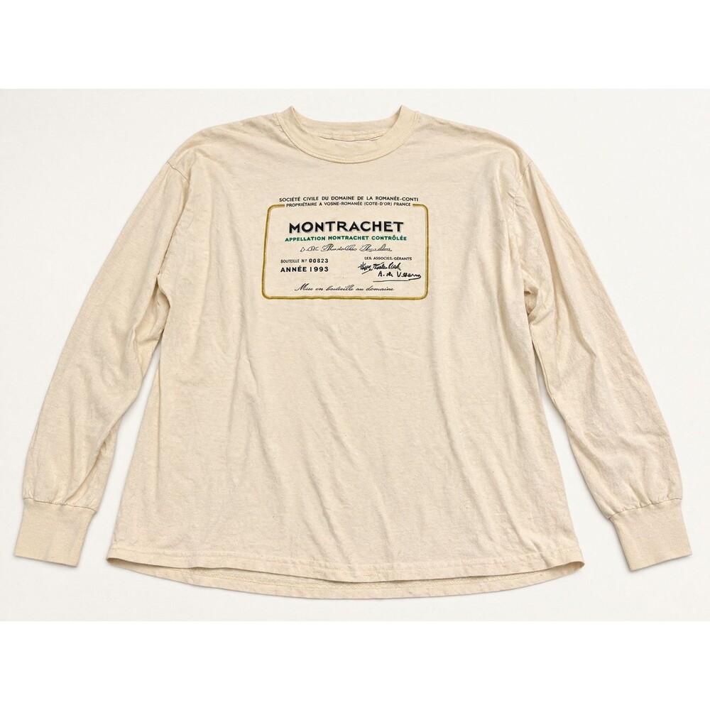 Hanes Beefy-T Montrachet Wine Label Long Sleeve T-Shirt XL Cream